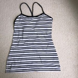 black and white striped lulu lemon tank top